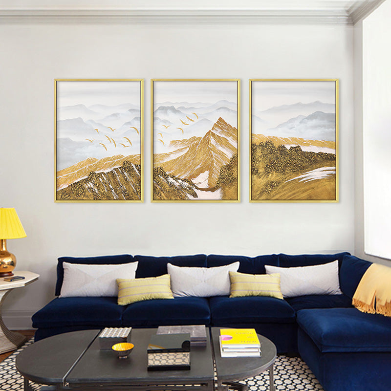 Mountain Landscape Wall Art Triptych Set of 3 Neutral pints