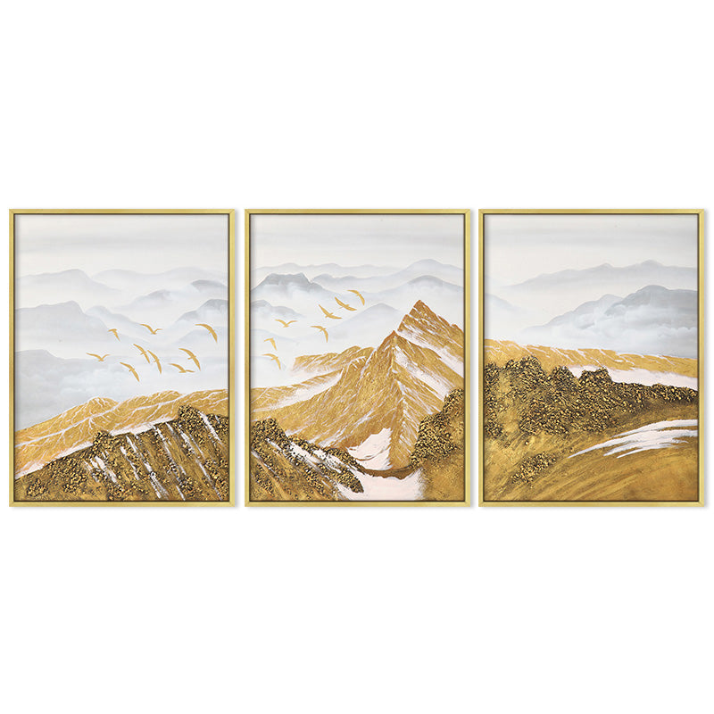Mountain Landscape Wall Art Triptych Set of 3 Neutral pints