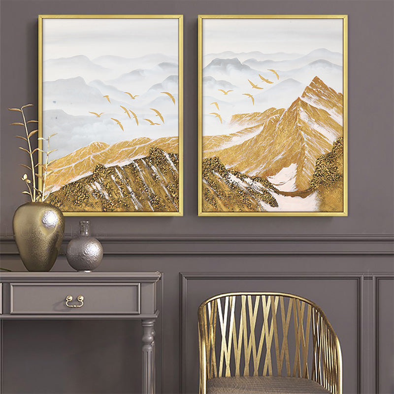 Mountain Landscape Wall Art Triptych Set of 3 Neutral pints
