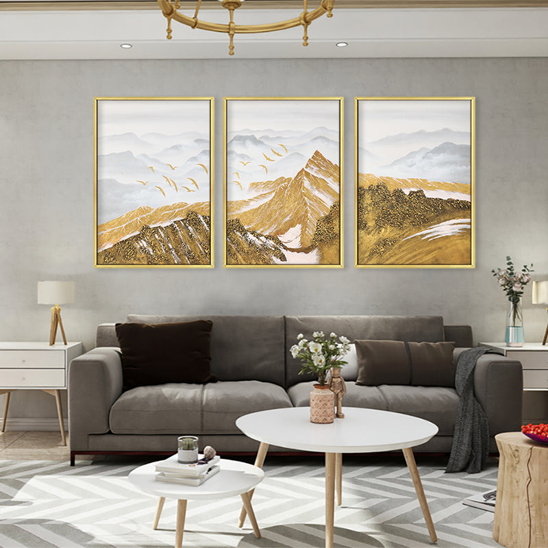 Mountain Landscape Wall Art Triptych Set of 3 Neutral pints