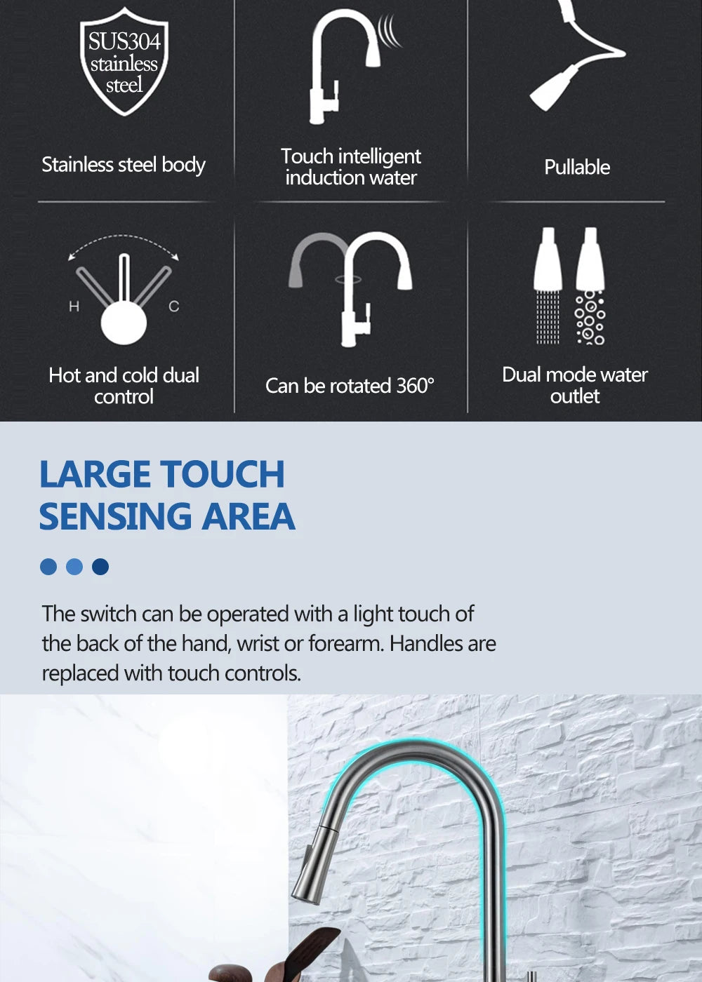 Pull Out Sensor Black Kitchen Faucet Sensitive Touch Control Faucet Mixer For Kitchen Touch Sensor Kitchen Mixer Tap