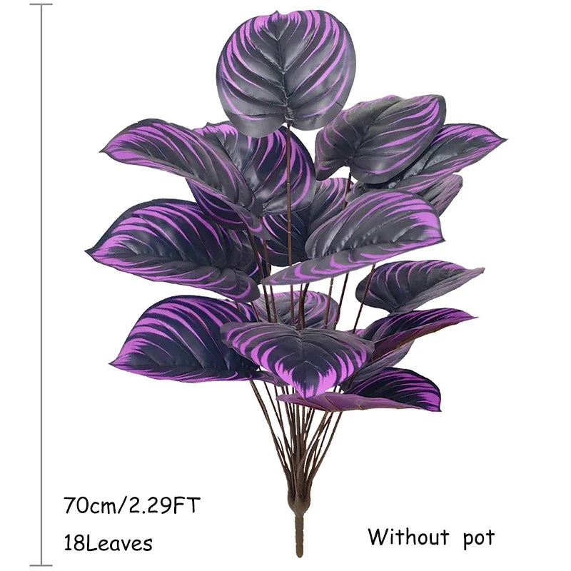 60-80cm Artificial Monstera Plants Fake Tropical Palm Tree Plastic Purple Turtle Leafs For Home Garden Shop Party Decoration