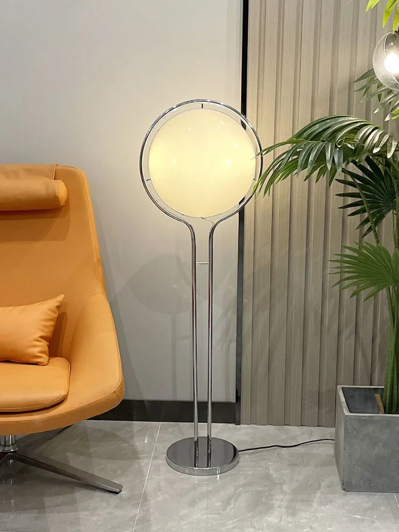 Modern Globe Floor Lamp Minimalist Chrome Standing Lamp for Living Room