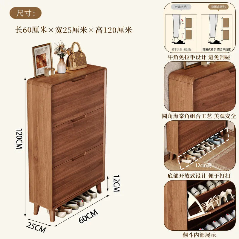 Ultra-thin Wooden Shoe Cabinets Integrated Against Wall Fashion Simple Shoe Cabinets Home Furniture La Combinaison YSXG