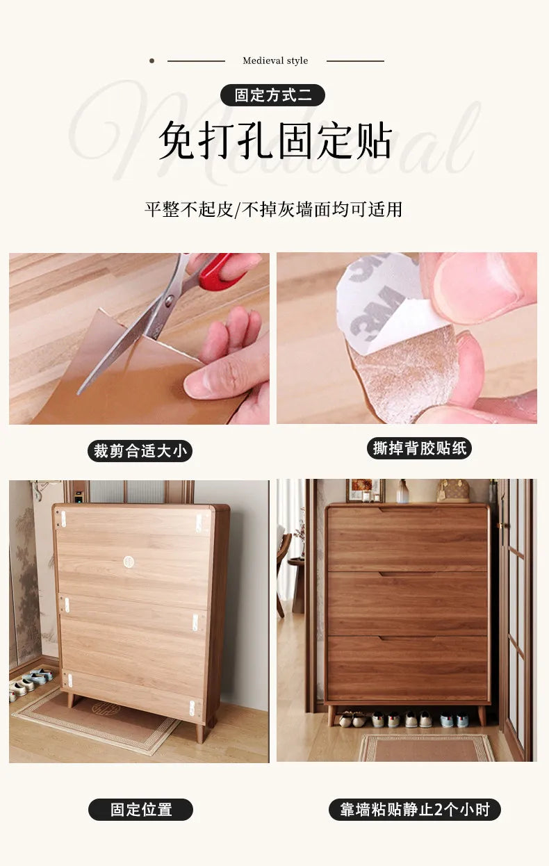 Ultra-thin Wooden Shoe Cabinets Integrated Against Wall Fashion Simple Shoe Cabinets Home Furniture La Combinaison YSXG