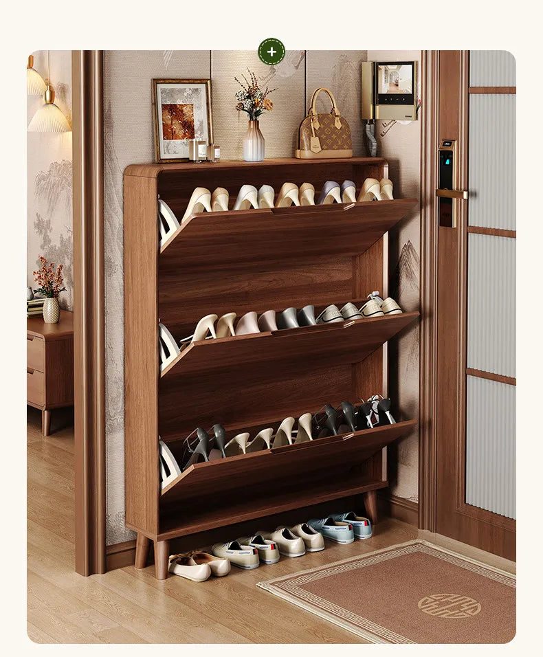 Ultra-thin Wooden Shoe Cabinets Integrated Against Wall Fashion Simple Shoe Cabinets Home Furniture La Combinaison YSXG