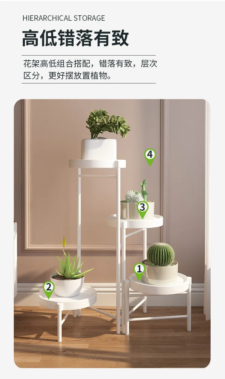 Simple Folding Wrought Iron Flower Stand Balcony Indoor Metal Plant Stand Manufacturer Wholesale Floor Small Potted Plant Stand