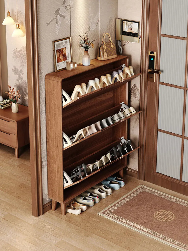 Ultra-thin Wooden Shoe Cabinets Integrated Against Wall Fashion Simple Shoe Cabinets Home Furniture La Combinaison YSXG