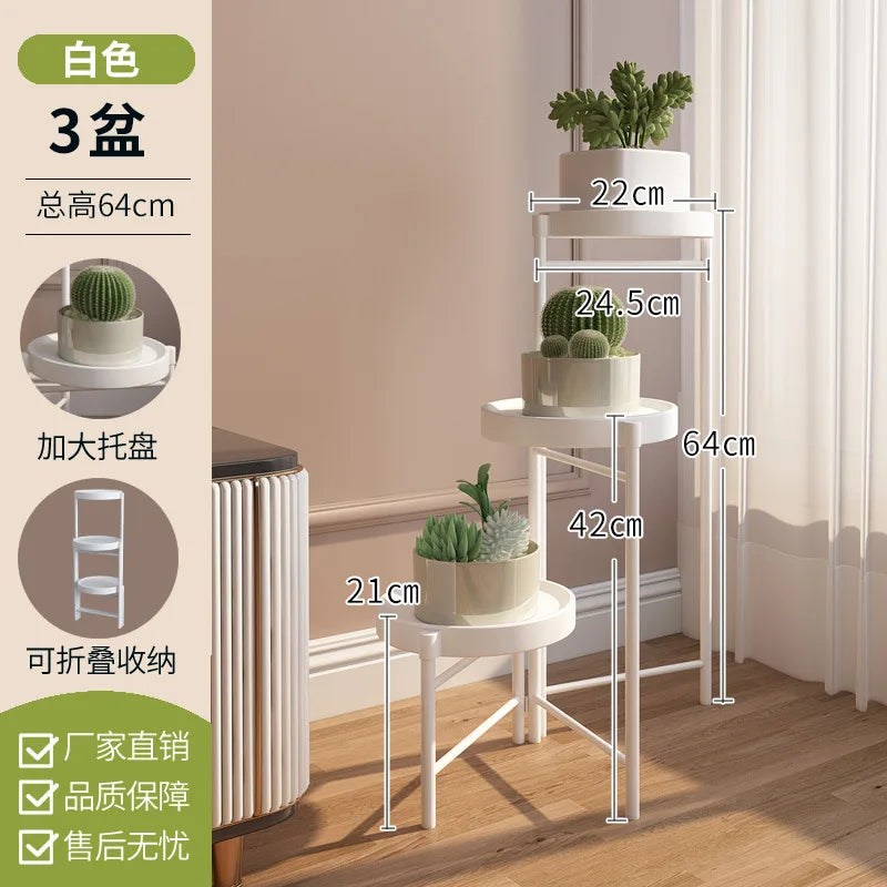 Simple Folding Wrought Iron Flower Stand Balcony Indoor Metal Plant Stand Manufacturer Wholesale Floor Small Potted Plant Stand