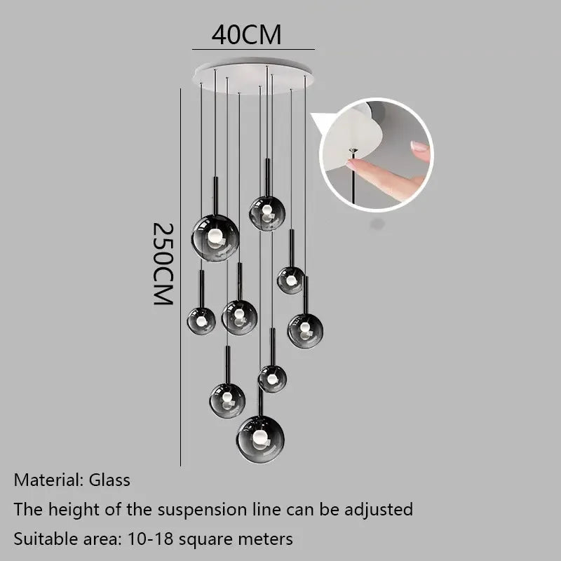 Designer Minimalist Staircase LED Pendant Modern Minimalist Loft Villa Duplex Rotating Staircase Light Long Pendant Restaurant P