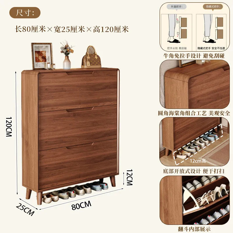 Ultra-thin Wooden Shoe Cabinets Integrated Against Wall Fashion Simple Shoe Cabinets Home Furniture La Combinaison YSXG