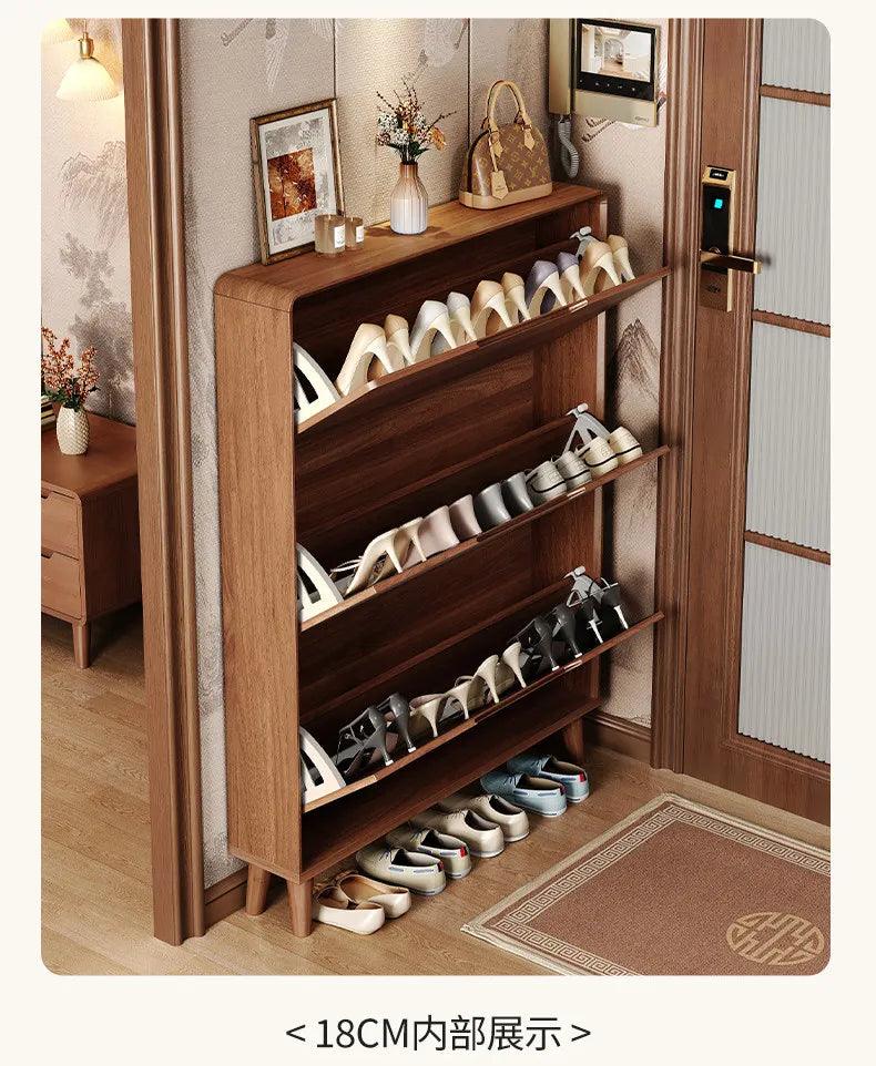 Ultra-thin Wooden Shoe Cabinets Integrated Against Wall Fashion Simple Shoe Cabinets Home Furniture La Combinaison YSXG