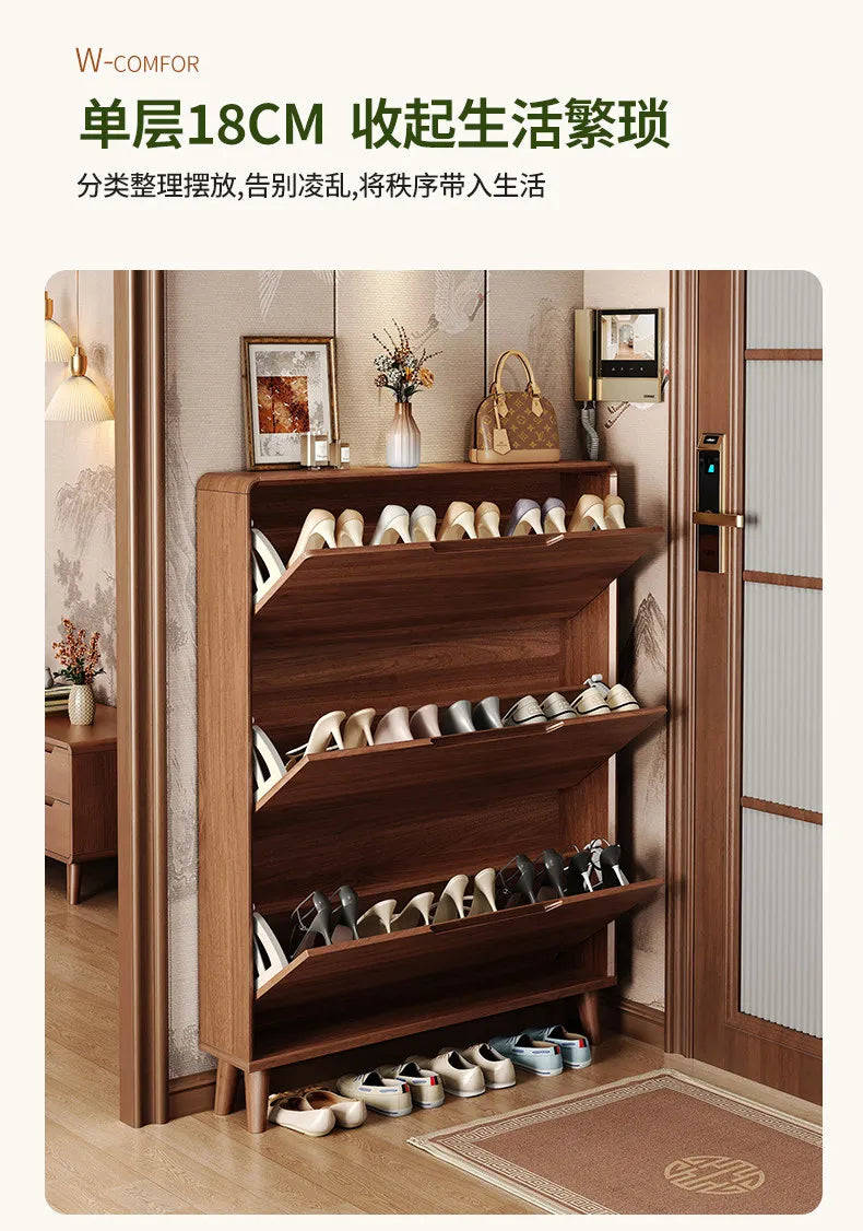Ultra-thin Wooden Shoe Cabinets Integrated Against Wall Fashion Simple Shoe Cabinets Home Furniture La Combinaison YSXG