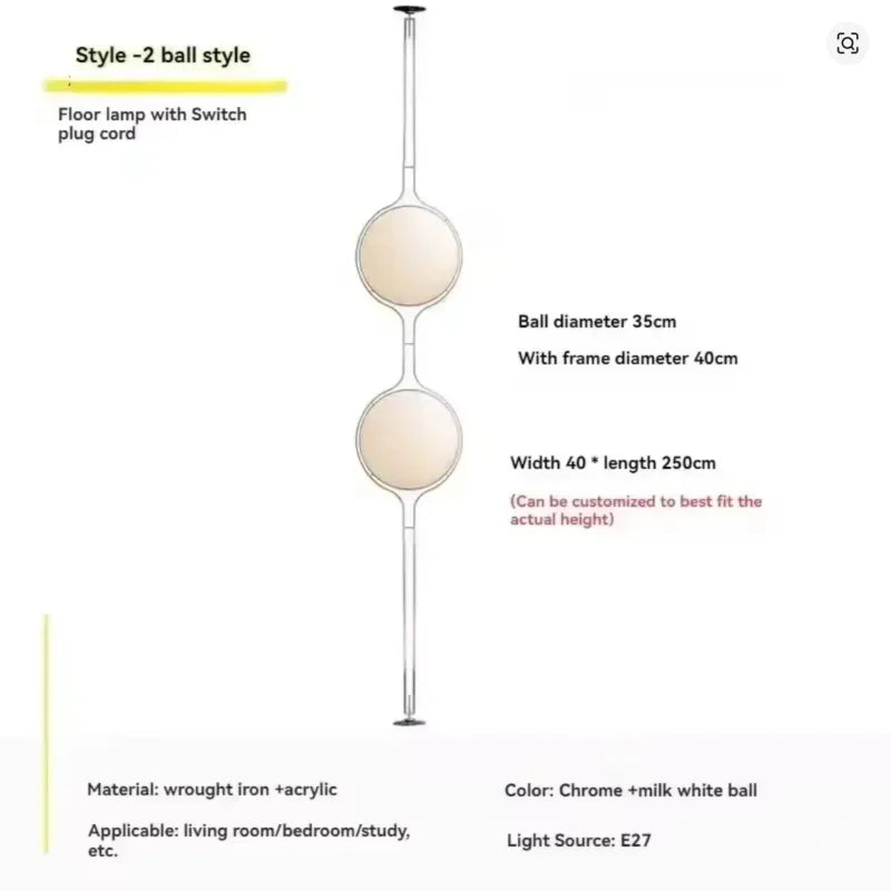 Modern Globe Floor Lamp Minimalist Chrome Standing Lamp for Living Room