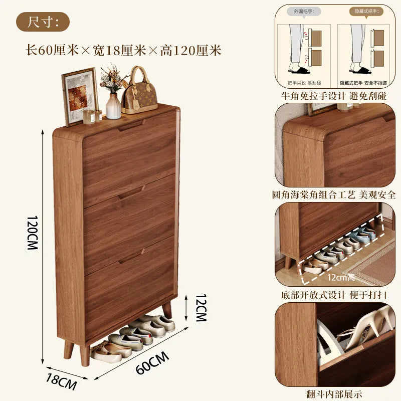 Ultra-thin Wooden Shoe Cabinets Integrated Against Wall Fashion Simple Shoe Cabinets Home Furniture La Combinaison YSXG