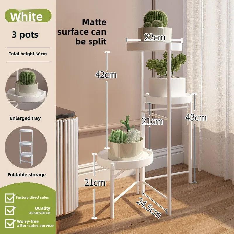 Simple Folding Wrought Iron Flower Stand Balcony Indoor Metal Plant Stand Manufacturer Wholesale Floor Small Potted Plant Stand