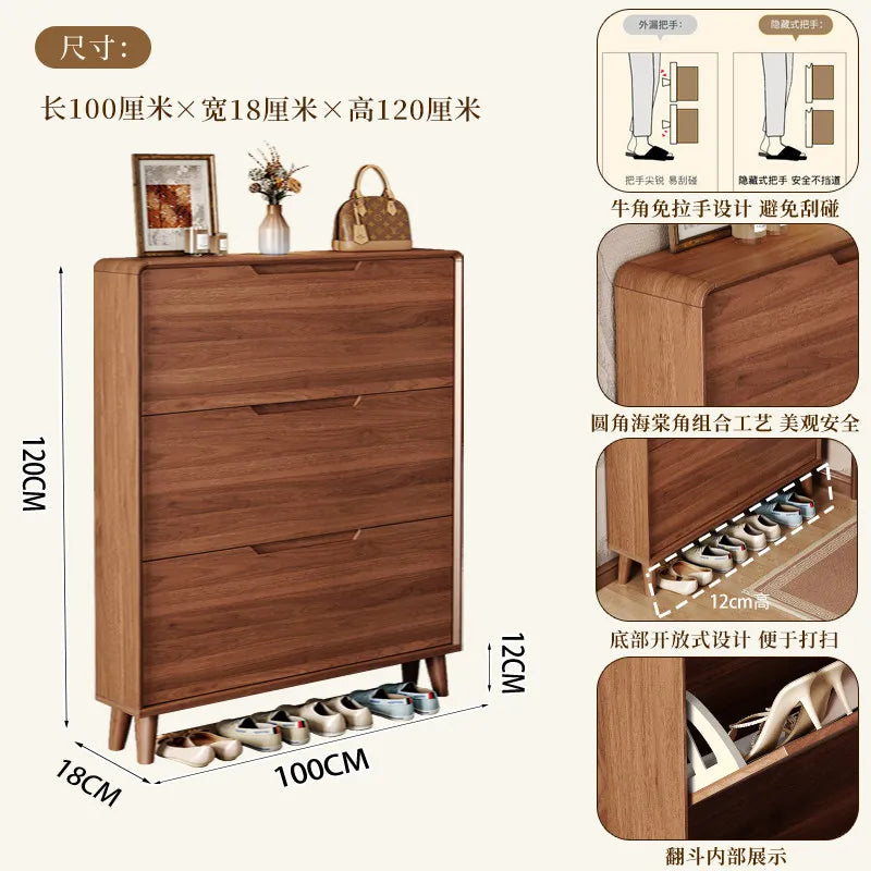 Ultra-thin Wooden Shoe Cabinets Integrated Against Wall Fashion Simple Shoe Cabinets Home Furniture La Combinaison YSXG