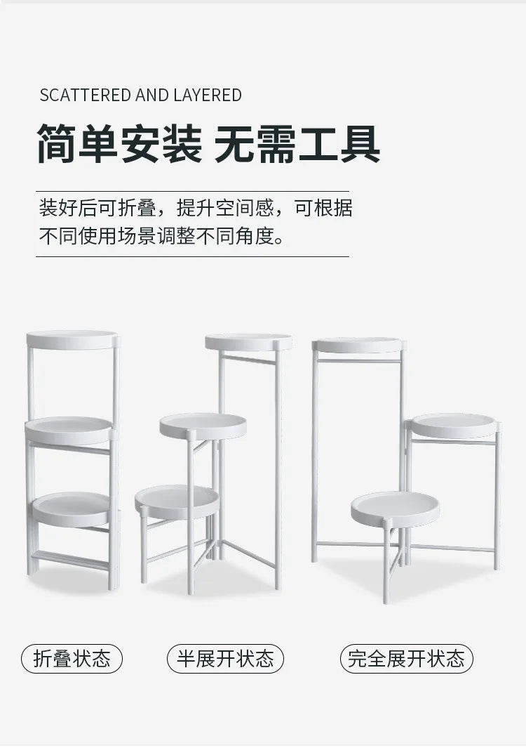 Simple Folding Wrought Iron Flower Stand Balcony Indoor Metal Plant Stand Manufacturer Wholesale Floor Small Potted Plant Stand