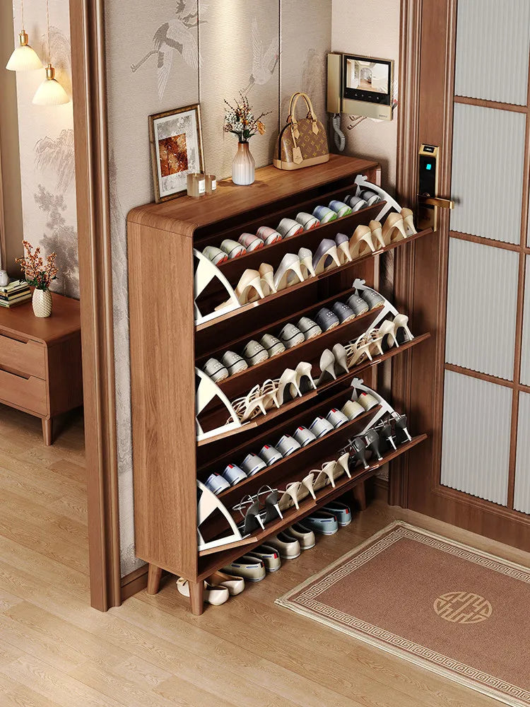 Ultra-thin Wooden Shoe Cabinets Integrated Against Wall Fashion Simple Shoe Cabinets Home Furniture La Combinaison YSXG