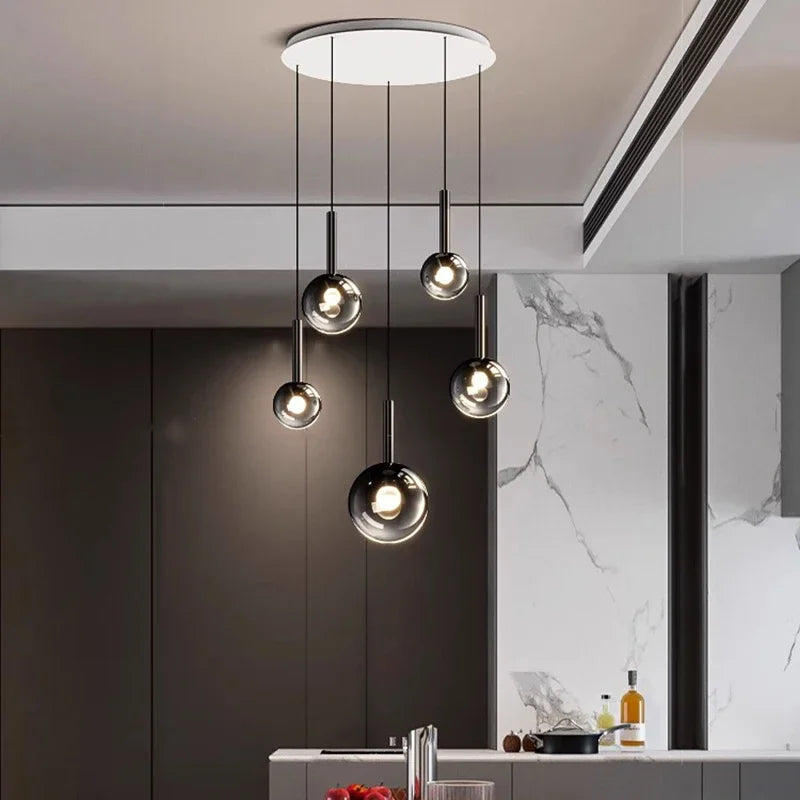 Designer Minimalist Staircase LED Pendant Modern Minimalist Loft Villa Duplex Rotating Staircase Light Long Pendant Restaurant P