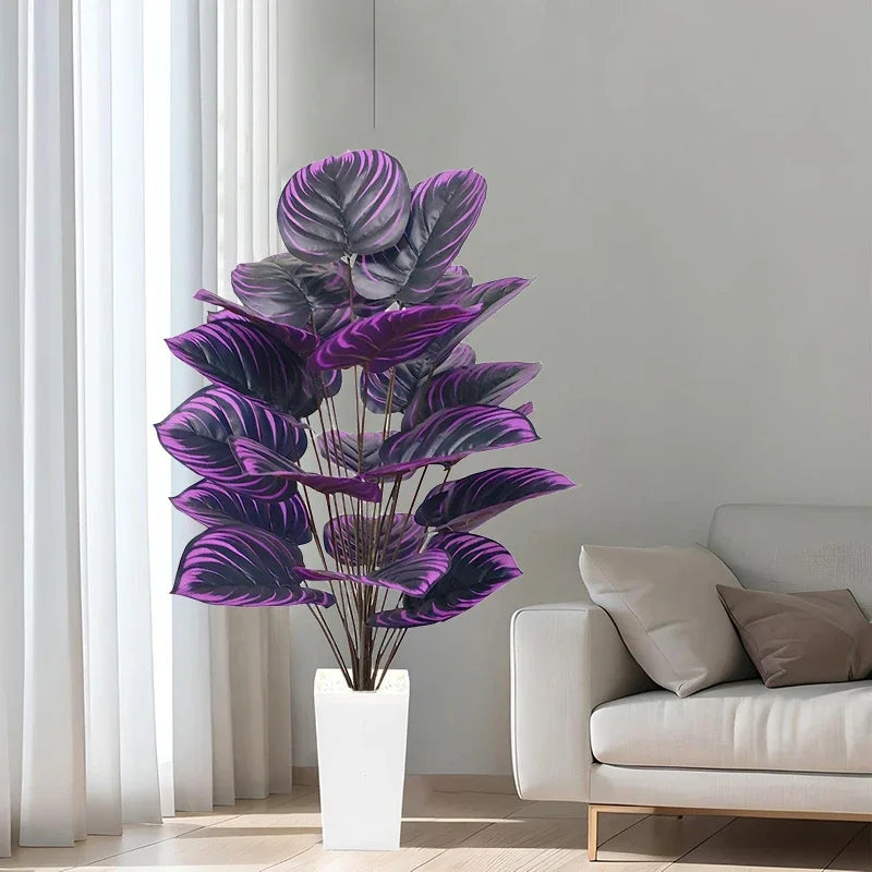 60-80cm Artificial Monstera Plants Fake Tropical Palm Tree Plastic Purple Turtle Leafs For Home Garden Shop Party Decoration