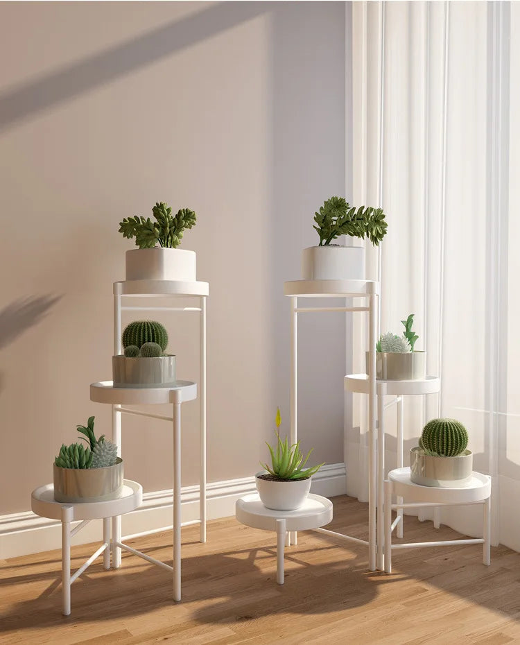 Simple Folding Wrought Iron Flower Stand Balcony Indoor Metal Plant Stand Manufacturer Wholesale Floor Small Potted Plant Stand
