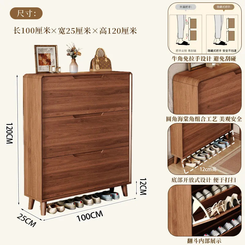 Ultra-thin Wooden Shoe Cabinets Integrated Against Wall Fashion Simple Shoe Cabinets Home Furniture La Combinaison YSXG