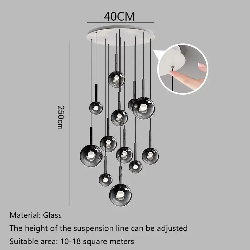 Designer Minimalist Staircase LED Pendant Modern Minimalist Loft Villa Duplex Rotating Staircase Light Long Pendant Restaurant P