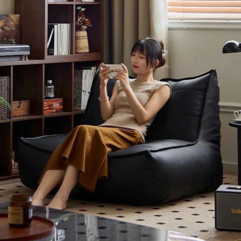 Living Room Balcony Single Sofa Bedroom Tatami Cat's Paw Leather Sofa Chair Leisure Chair Recliner Corner Sofa for Living Room