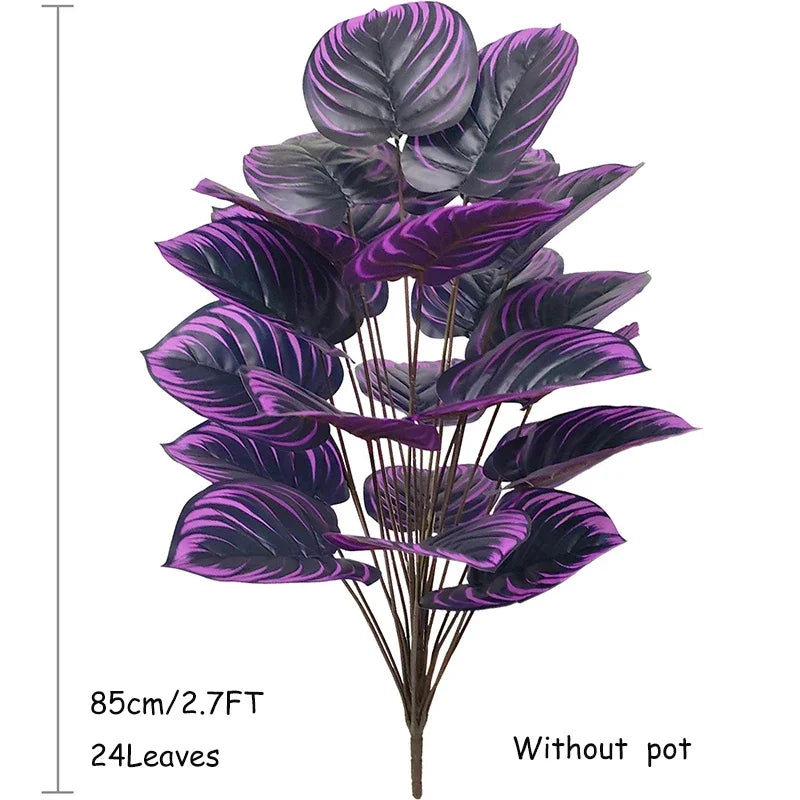 60-80cm Artificial Monstera Plants Fake Tropical Palm Tree Plastic Purple Turtle Leafs For Home Garden Shop Party Decoration