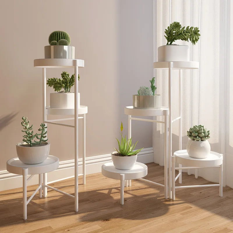 Simple Folding Wrought Iron Flower Stand Balcony Indoor Metal Plant Stand Manufacturer Wholesale Floor Small Potted Plant Stand