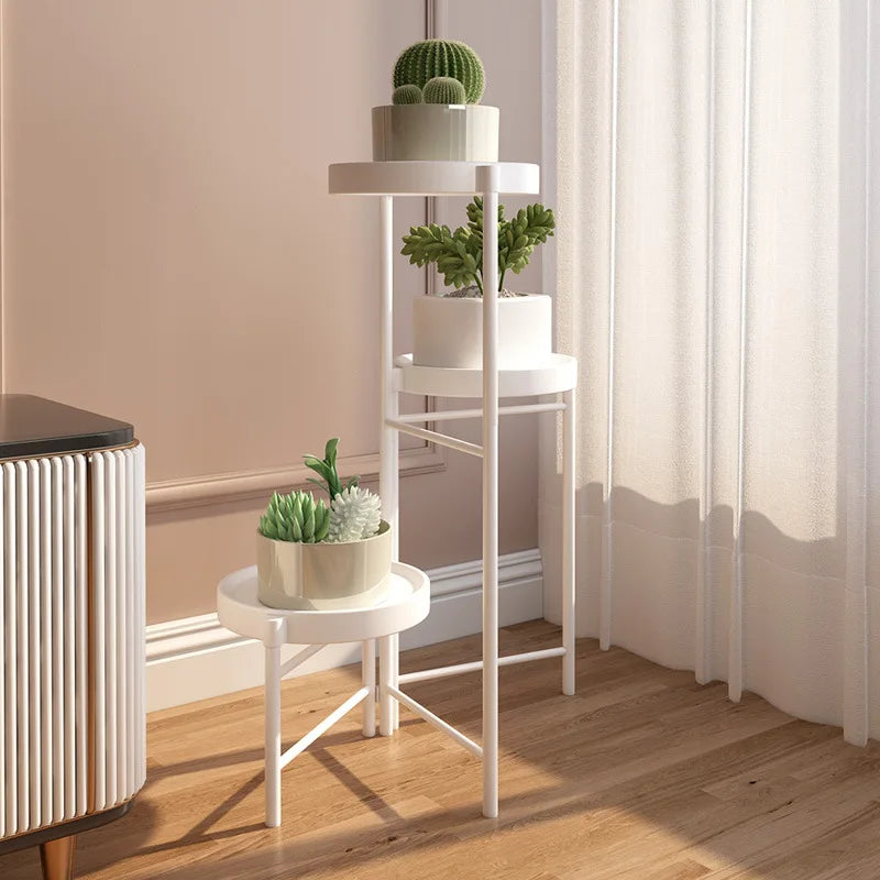 Simple Folding Wrought Iron Flower Stand Balcony Indoor Metal Plant Stand Manufacturer Wholesale Floor Small Potted Plant Stand