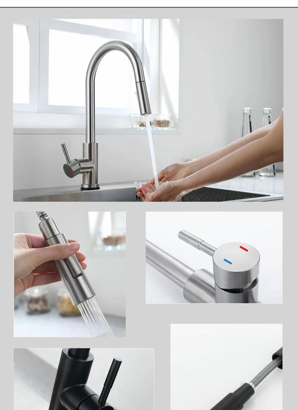 Pull Out Sensor Black Kitchen Faucet Sensitive Touch Control Faucet Mixer For Kitchen Touch Sensor Kitchen Mixer Tap