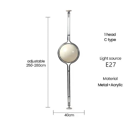 Modern Globe Floor Lamp Minimalist Chrome Standing Lamp for Living Room