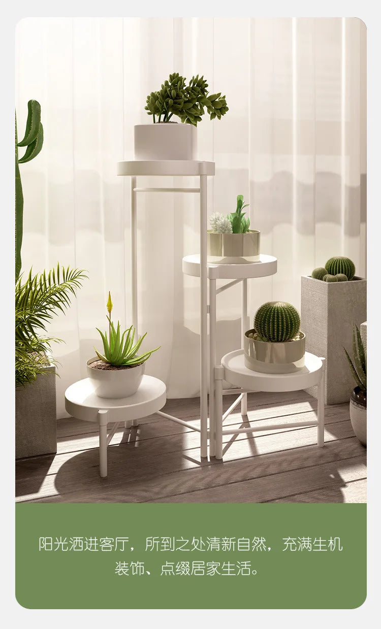 Simple Folding Wrought Iron Flower Stand Balcony Indoor Metal Plant Stand Manufacturer Wholesale Floor Small Potted Plant Stand