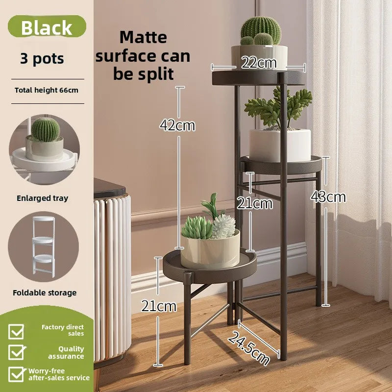 Simple Folding Wrought Iron Flower Stand Balcony Indoor Metal Plant Stand Manufacturer Wholesale Floor Small Potted Plant Stand